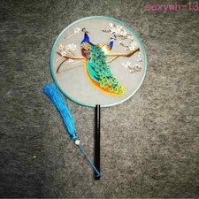 Oriental Moon-Shped Dancing Fans Tassels Hanfu Peacock Means Auspiciousness Fan