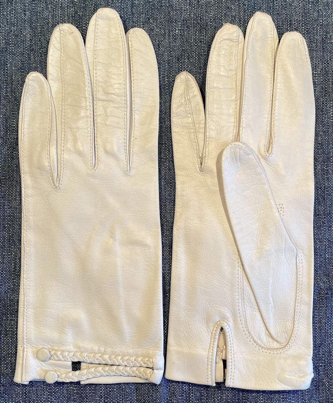 Doeskin Gloves Vintage White Leather Women's Size 6 1… Gem
