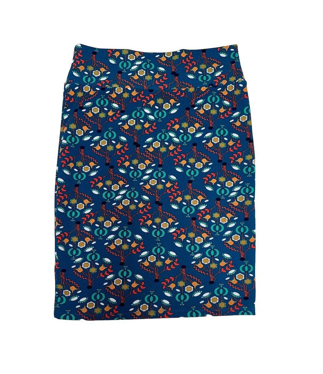 Jupe Crayon LuLaRoe Cassie Taille 3XL Bleu Marine à Fleurs Jaunes - Neuf Avec étiquettes