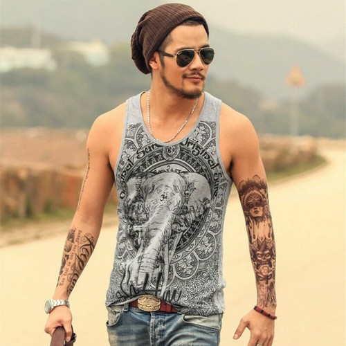 Men Summer Print Vest Tank Tops Casual Sleeveless Sport Singlet Blouse Tee  Shirt | eBay