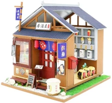 DIY Kit Gift Miniature Dollhouse izakaya Wooden Dollhouse Japanese winehouse bar