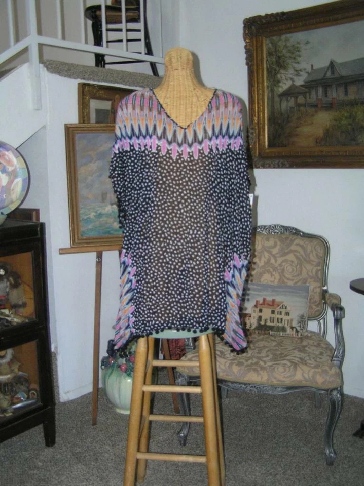 Cubierta de traje de baño Macy's BARL lll TOP lunares transparentes multicolor ¡NUEVA! S Foto 2 de 3