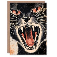 WüTender Panther BrüLlt Im Comic-Stil Karte Mit Katzenmotiv Geburtstagskarte