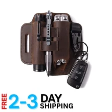 EDC Leather Belt Sheath 3-in-1 Multitool Organizer with Clip for Daily Use