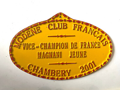 Aluminiumschild Wettbewerb Geflügelzucht Colombophile Chambéry 2001 Modene Club