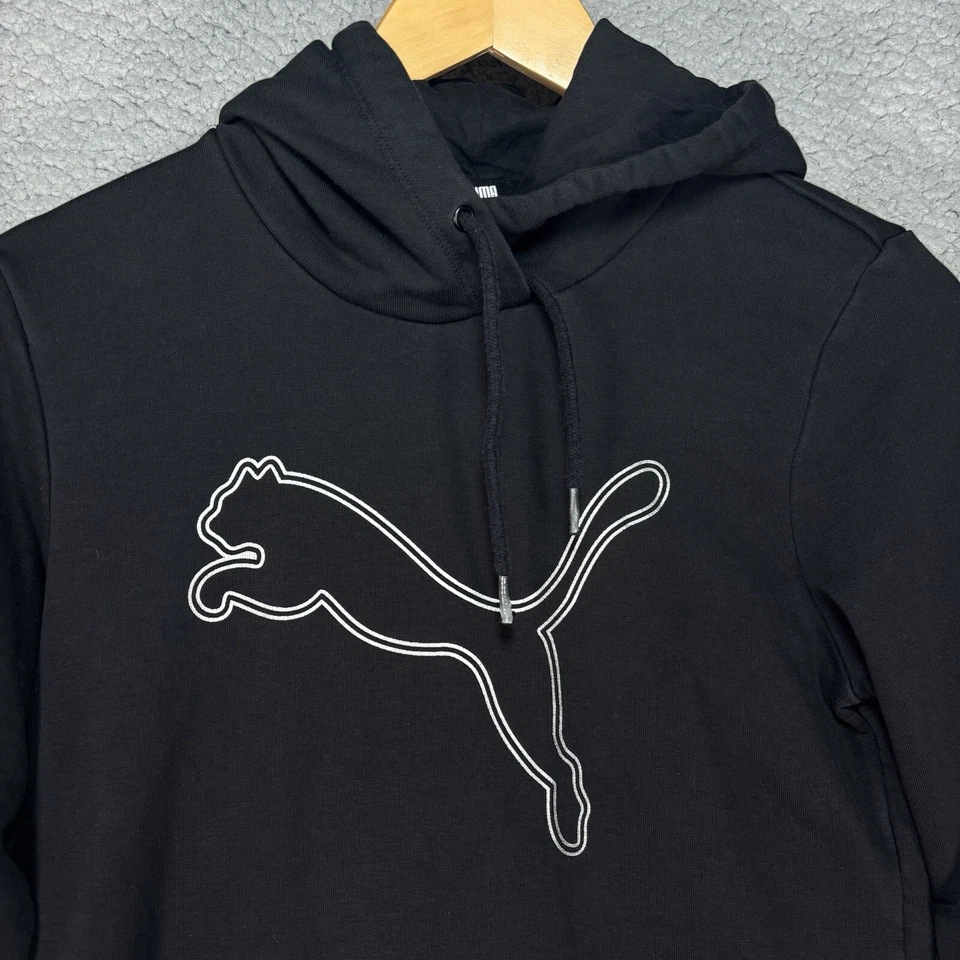 Puma двойной кот фольга черный серебряный толстовка с капюшоном пуловер толстовка Топ S - Изображение 2 из 4