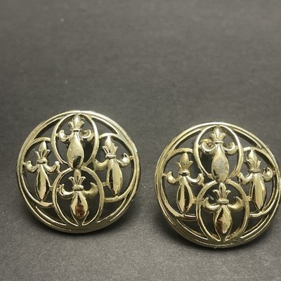 Earrings Vintage EMJ Emmons Silver Tone Filigree Clip On 50s to60s Signed 1.25''
