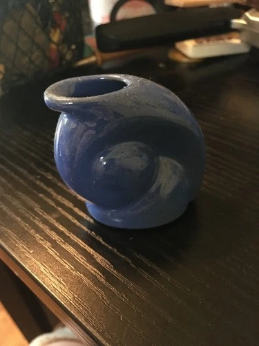 Vintage Frankoma Mini Snail Vase Dark Blue Ada Clay