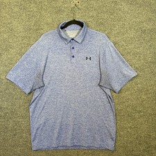 Under Armour Playoff Polo Shirt Mens Large Blue Heathered Performance Golf Sport