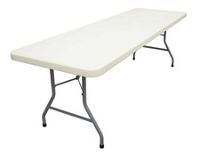 TentandTable Rectangle Plastic Banquet Table, White, 96 in