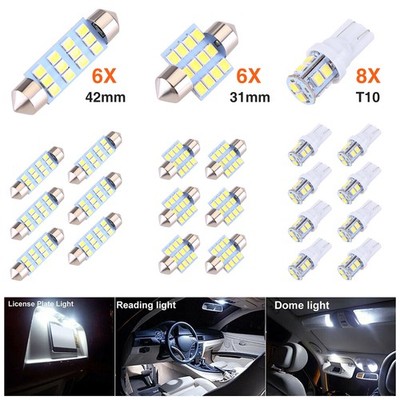 NEW 20pcs LED Interior Lights Bulbs Kit Car Trunk Dome License Plate Lamps 6000K