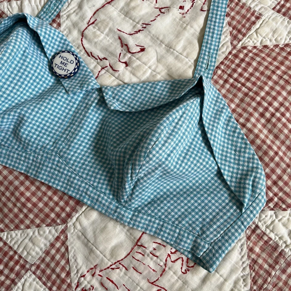 Sujetador Darling Vintage Años 40 50 Azul y Blanco Guinga Halter Sun Top Pin-Up Bombshell Foto 2 de 4