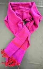 Pashmina Silk Blend Paisley Shawl Wrap Scarf Red & Purple Elegant Boho Festival