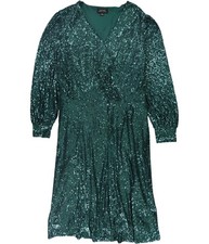 Tahari Womens Sequined Surplice Dress