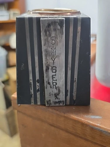 Reed & Barton Black Stone Applied Sterling Silver Table Lighter Base Art Deco