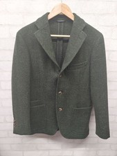 Drake’s London Harris Tweed Green Wool Blazer Size 46 M Made Italy Luxury Style
