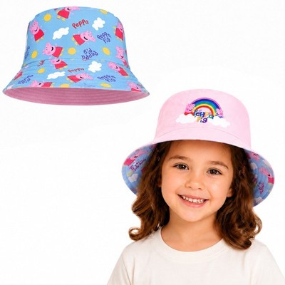 Offizieller Peppa Pig wendbarer Fischerhut Mädchen 3-7 breite Krempe Sommerhut 52 cm UK