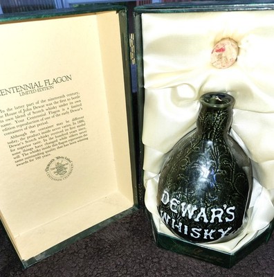 DEWARS Scotch White Label Limited Edition Centennial Flagon Box & Bottle Vintage