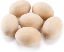 6Pcs Wooden Fake Eggs Easter Unfinished Eggs to Paint for Crafts Home Dec