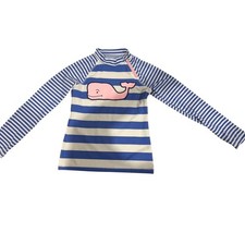 Camisa de natación Vineyard Vines Target niños azul blanco a rayas ballena protector contra erupciones M 7/8