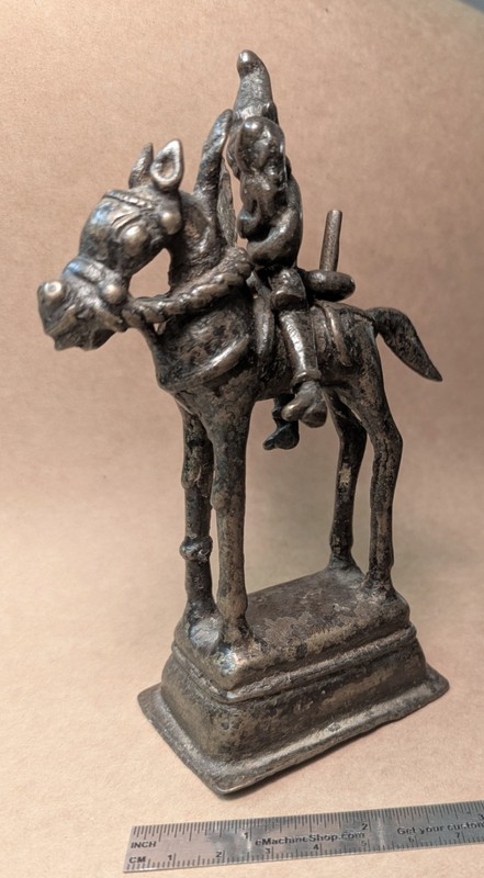 India, Antique 18th C statue of Shiva as  Khandoba, a Hindu diety worshipped