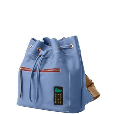Dooney & Bourke Turquoise Drawstring Backpack with Brown Leather Trim Pebble Grain Small Drawstring – Dooney & Bourke main image 2