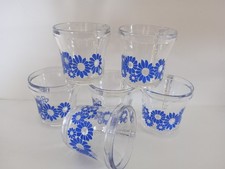 6 Tazze Nutella in Vetro detto " Tozzotto" Vintage 78 Fiori Blu