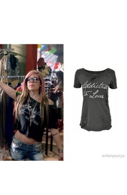 CHASER Addicted To Love Distressed Shirt seen on Avril Lavigne Fiona Gallagher