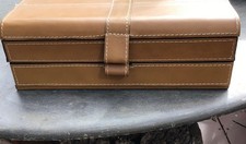 Vintage men's leather covered wooden valet jewelry box