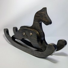 Vintage Handmade Solid Wood Rocking Horse 17" Long 9.5" Tall