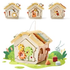 Wooden Activity Cube 10-in-1 Montessori Toys Multi-Functional House Education...