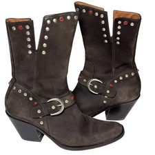 Botas de gamuza con tachuelas DONALD J PLINER Western Couture Noel marrón vaquera talla 7,5