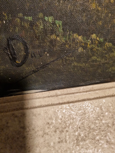 Antique Oil On Canvass Painting. Signed. Basic Frame - Picture 2 of 4