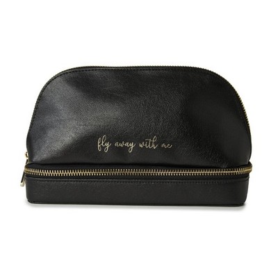 WOLF 886102 Black Leather Dual Jewelry Organizer Bag- Fly Away With Me MSRP $150