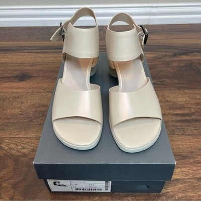 NEW Ecco Shape Block Sandal 65 Women's Size 8-8.5 Leather Strap Shoes Vanilla