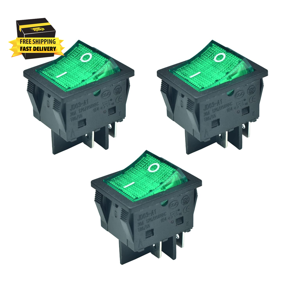 3Pcs 4Pin 30A 125V/250V T85/55 1E4 Large Current Rocker Power