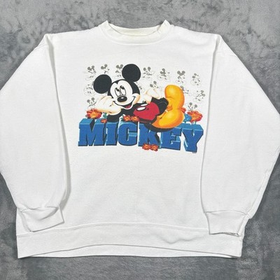 Vintage Y2K Mickey Unlimited Sweatshirt Mens Medium/Large White Spellout Disney