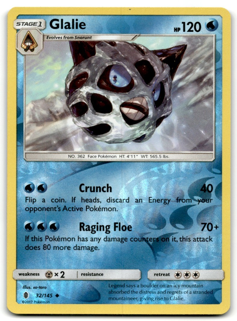 2017 Sun & Moon - Guardians Rising Pokemon Trading Card #32 Glalie Reverse Holo
