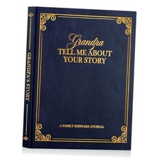 Grandpa Life Story Book Journal with 270 Prompts, Leather Hardcover Blue