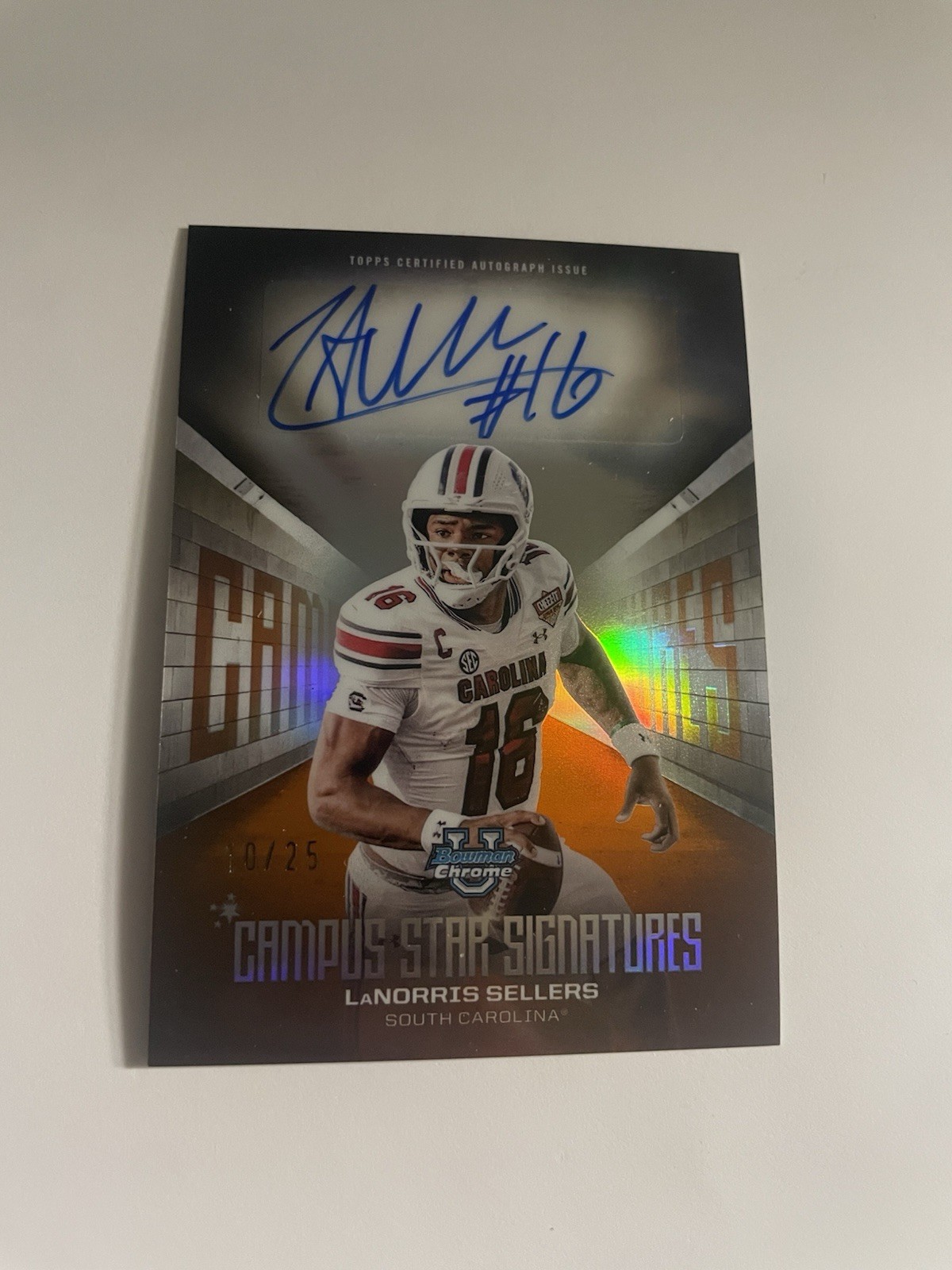 Lanorris Sellers 2025 Bowman U Chrome Orange Campus Star Signatures Auto /25 