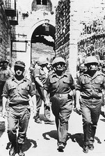 General Yitzhak Rabin a group of soldier entering Old City through- Old Photo