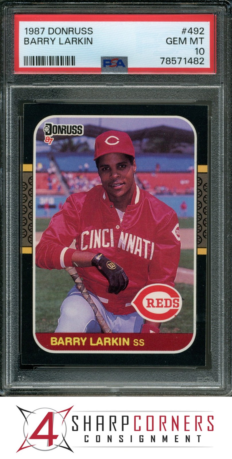 1987 DONRUSS #492 BARRY LARKIN RC REDS HOF PSA 10