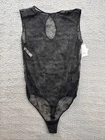 Auden Womens Medium Black Lace Sleeveless Lingerie Bodysuit Keyhole Back