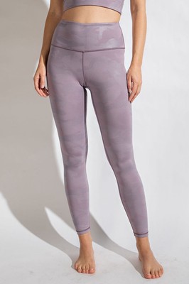 Hype Up Women's HighWaisted Workout Lavender Camo Print Leggings - Size M