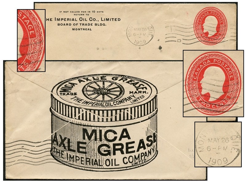 CANADA 2¢ KE7 DIE IB IMPERIAL OIL MICA AXLE GREASE 1909