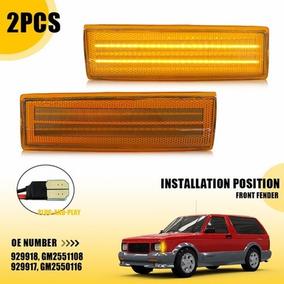 2X Amber LED Side Marker Lights Fit 1987-89 Chevrolet S10 Blazer High Country EA