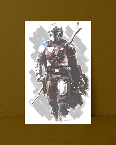 THE MANDALORIAN watercolor painting art print/poster FREE S&H! Star Wars