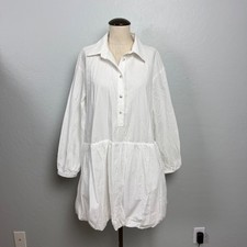 Maeve Anthropologie White Cotton Bubble Hem Shirt Mini Dress Small OB1624425