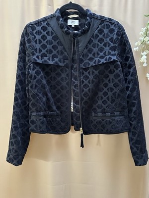 Noa Noa Womens sz 38/ M black geo textured zip jacket | eBay