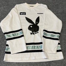 Playboy Jersey Mens Size M White Mesh Long Sleeve Bunny Logo 53 Graphic Pacsun